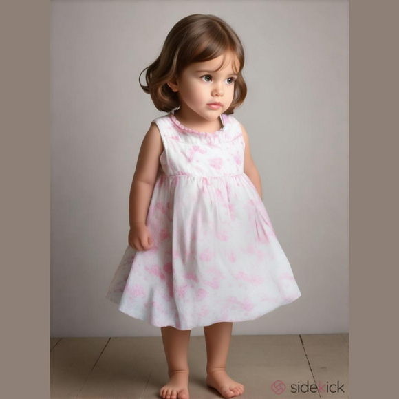 2T Girls Lined "Plum Pudding" White with Pink Floral Dress - Picture 1 of 4